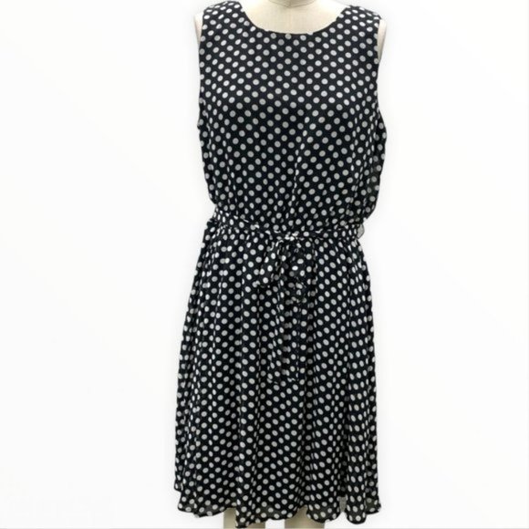 A-List | Navy & White Polka Dot Sleeveless Dress | Sz M - Picture 1 of 10